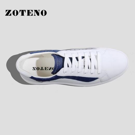 左天奴/ZOTENO 男鞋鸵鸟皮/牛皮混搭英伦时尚休闲系带板鞋G309-7 商品图3