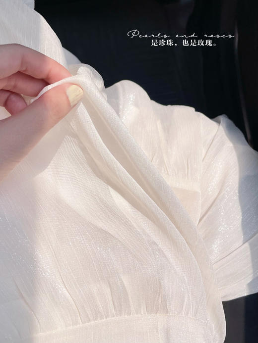 22夏款 “古董裙” 一条波光粼粼洋洋洒洒拼接设计大裙摆珍珠细节米白半身裙 商品图3