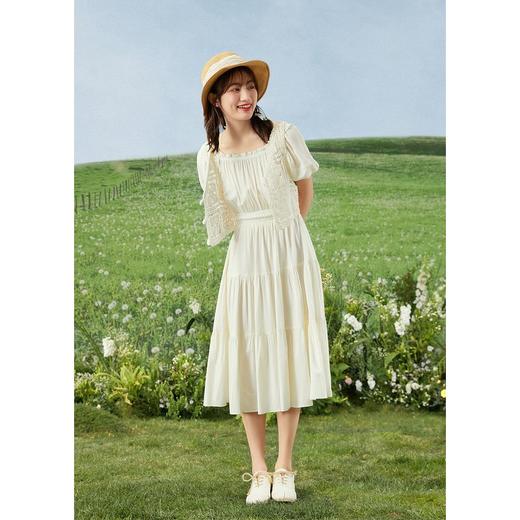 ZIHAN紫涵森系连衣裙套装夏季新款2022拼接花边裙子勾花马甲两件套散摆04ZS545 商品图3