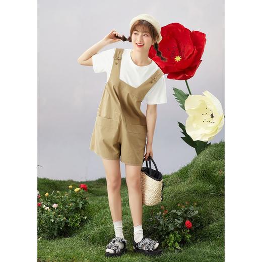 ZIHAN紫涵T恤短裤套装女2022夏季新款休闲可调节背带裤纯色短袖两件套03BS802 商品图2