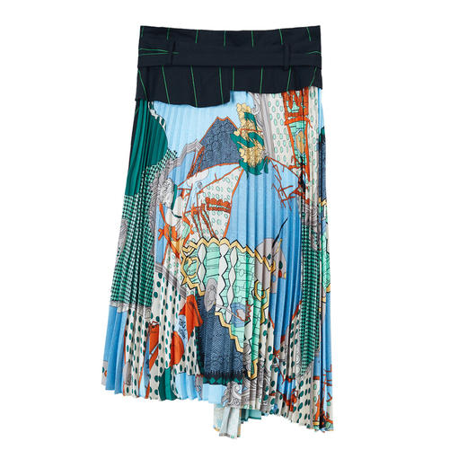 谜底2022夏季新款复古时尚格纹印花半身裙不规划拼接225MB6027 商品图4