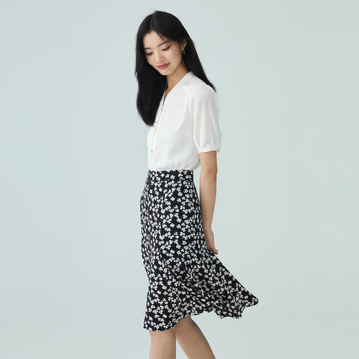 PRICH2022年夏季新款上衣设计感小众职场通勤百搭短袖雪纺衬衫PRBAC2501M 商品图1