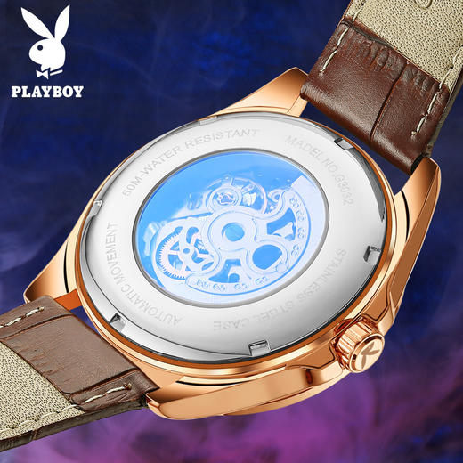 PLAYBOY花花公子全自动机械表镂空休闲男人配饰手表男表父亲节礼物 商品图2