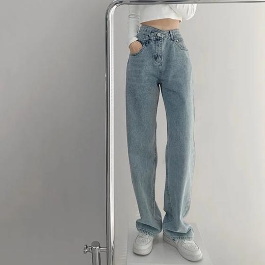 优选丨茧墨 复古风交叉腰头牛仔裤 宽松休闲 舒适亲肤 吸汗透气 抗皱耐磨 热卖 商品图5