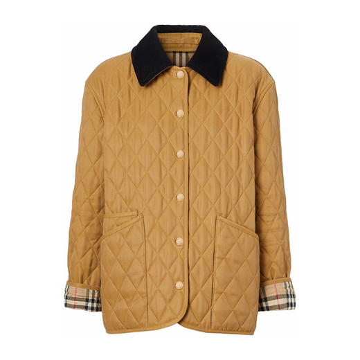 BURBERRY 巴宝莉 女士棉质菱形绗缝温控棉服 卡其色 8049864 A1420 商品图0