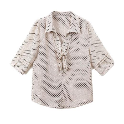 MZ 802135气质通勤修身型波点翻领雪纺衫 商品图7