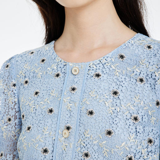 PRICH22夏季新款气质优雅高级感蕾丝刺绣短袖连衣裙PROWC2404M 商品图3