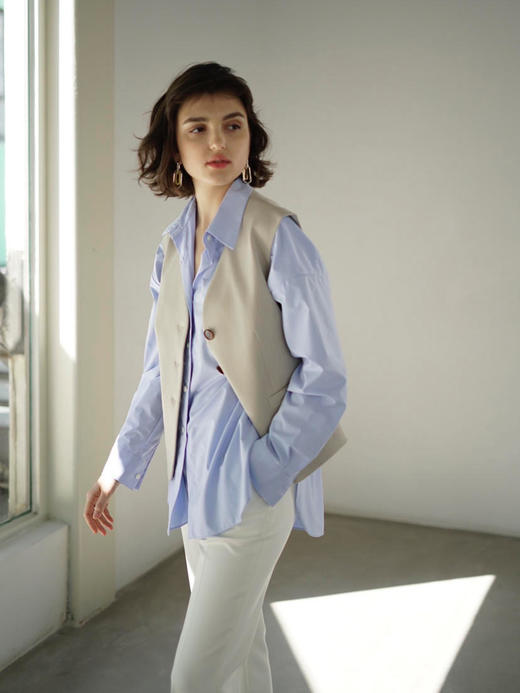 Semplicita | U08 Mea Vest 米色无领西装单扣马甲 商品图7