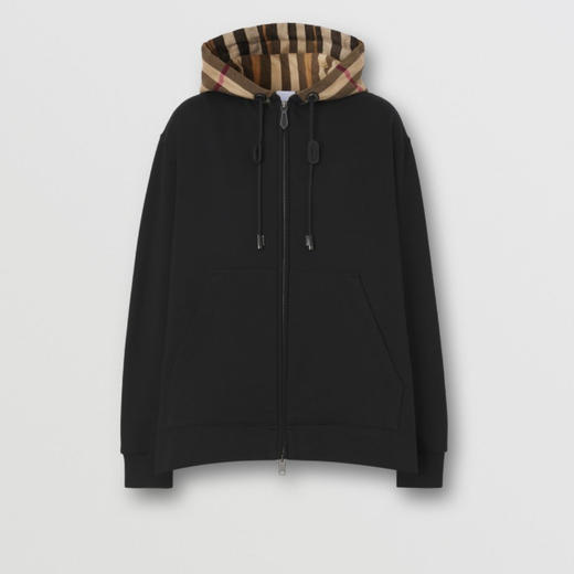 BURBERRY 巴宝莉 女士棉质宽松格纹连帽卫衣 黑色 8041071 A1189 商品图0