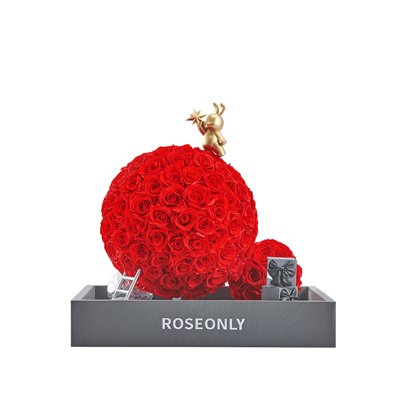 【告白神器】ROSEONLY诺誓 高端定制-甜心兔的玫瑰星球-红色