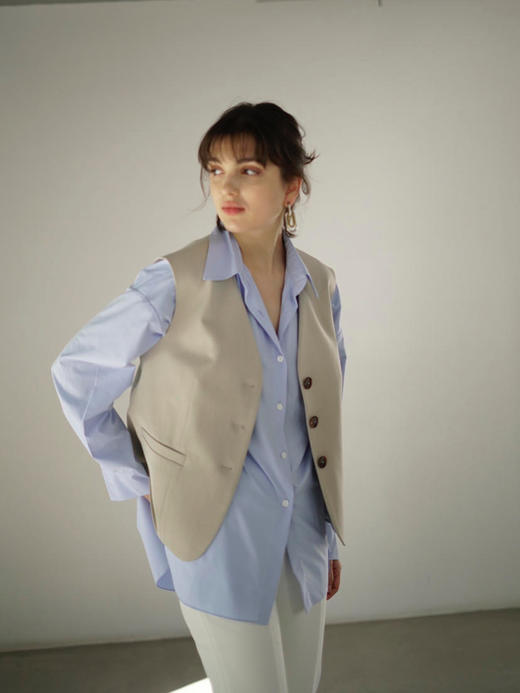 Semplicita | U08 Mea Vest 米色无领西装单扣马甲 商品图1