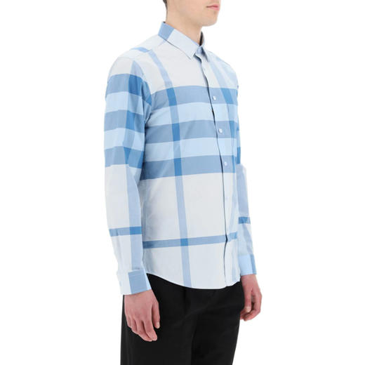 BURBERRY 巴宝莉 男士格纹弹力棉府绸长袖衬衫 8050330 A5244 商品图1