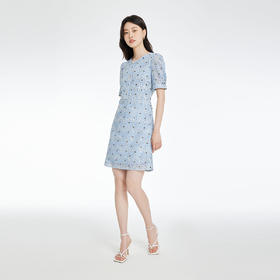 PRICH22夏季新款气质优雅高级感蕾丝刺绣短袖连衣裙PROWC2404M