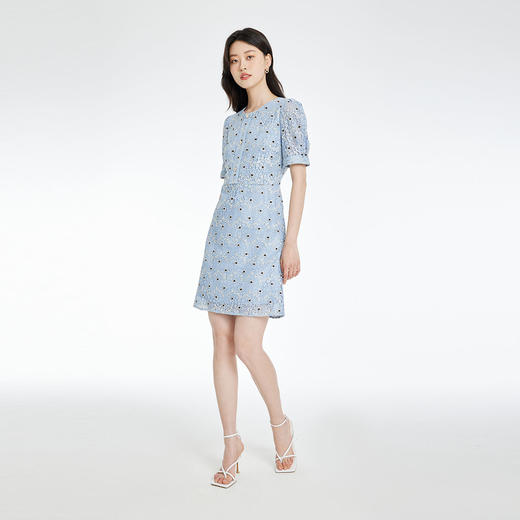 PRICH22夏季新款气质优雅高级感蕾丝刺绣短袖连衣裙PROWC2404M 商品图0