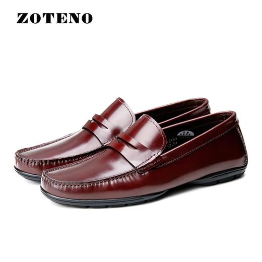 左天奴/ZOTENO 鞋商务休闲皮鞋牛皮软底乐福鞋皮鞋3128 商品图0