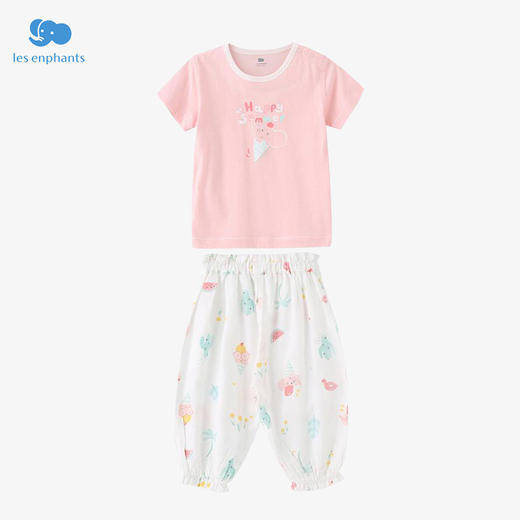 丽婴房-内衣类（夏）F2竹棉纱布防纹裤套装1_浅粉 商品图0