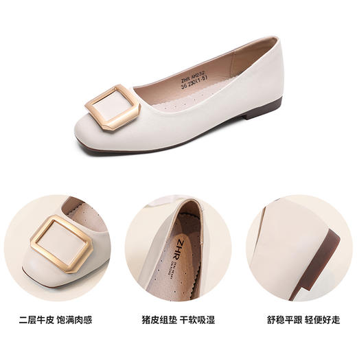 ZHR平底单鞋女2022夏季新款百搭一脚蹬英伦小皮鞋浅口乐福鞋 商品图4