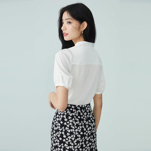 PRICH2022年夏季新款上衣设计感小众职场通勤百搭短袖雪纺衬衫PRBAC2501M 商品图3