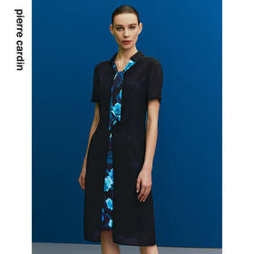 皮尔卡丹女装年夏季新款假两件式印花拼接连衣裙C22DS03B0
