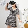 ZIHAN紫涵格纹收腰连衣裙女2022夏季新撞色织带甜美约会裙子蝴蝶结少女04AS202 商品缩略图0