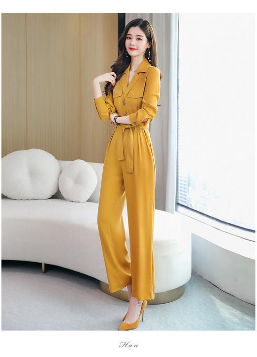 WZNH-WM12069 20222年春季新款时尚潮流舒适长袖连体裤纯色气质洋气百搭连体裤 商品图2