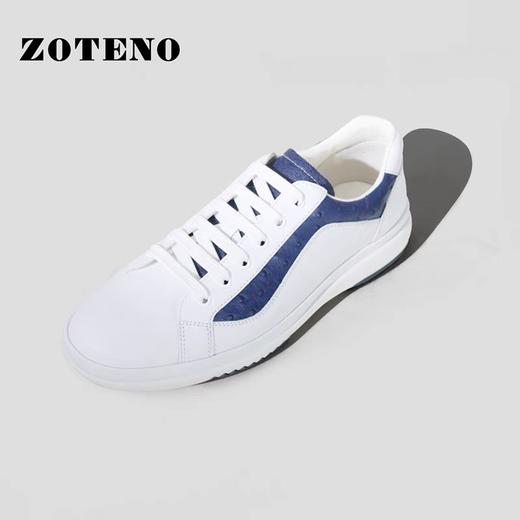 左天奴/ZOTENO 男鞋鸵鸟皮/牛皮混搭英伦时尚休闲系带板鞋G309-7 商品图2