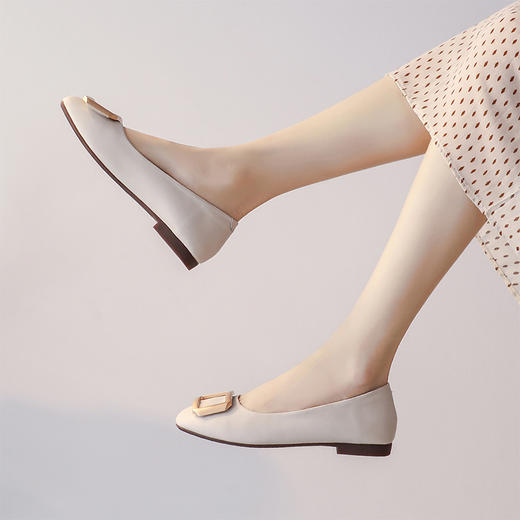 ZHR平底单鞋女2022夏季新款百搭一脚蹬英伦小皮鞋浅口乐福鞋 商品图3