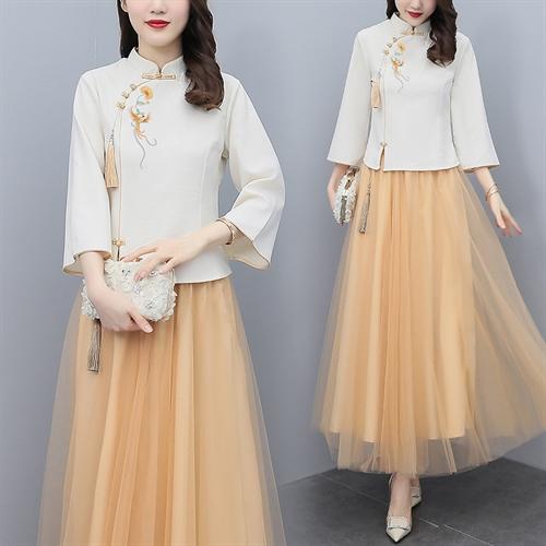 时尚简约，显瘦复古风时尚两件套（不含腰带）HR-ZMFS22206 商品图1