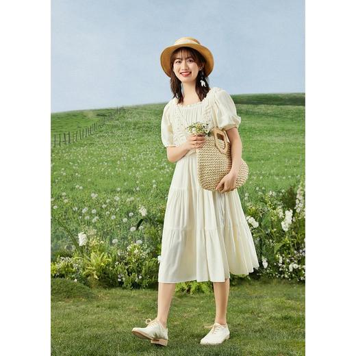 ZIHAN紫涵森系连衣裙套装夏季新款2022拼接花边裙子勾花马甲两件套散摆04ZS545 商品图4