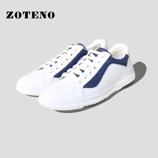 左天奴/ZOTENO 男鞋鸵鸟皮/牛皮混搭英伦时尚休闲系带板鞋G309-7 商品图0