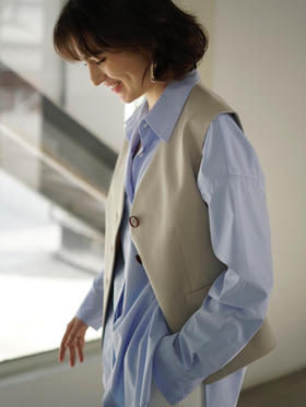 Semplicita | U08 Mea Vest 米色无领西装单扣马甲