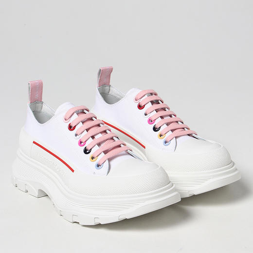 ALEXANDER MCQUEEN 亚历山大.麦昆 女士棉质 Slick Tread 系带低帮休闲运动鞋 白色 611705 W4MVV 9650 商品图0