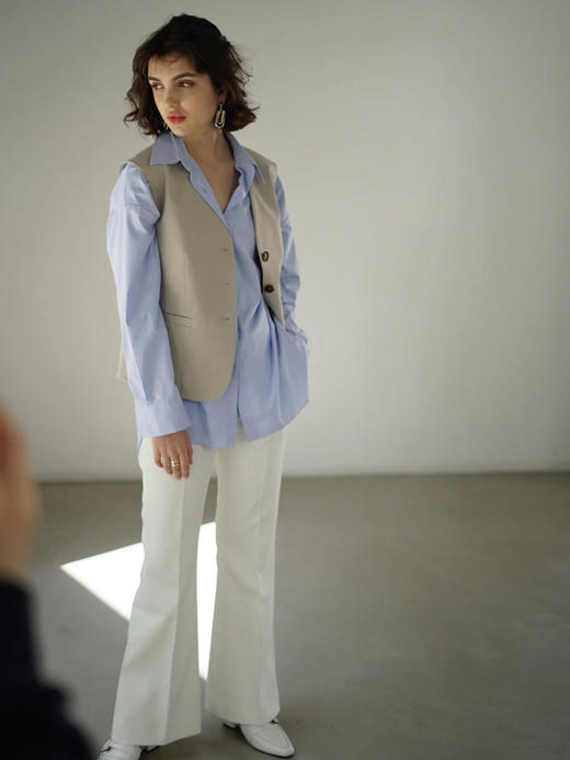 Semplicita | U08 Mea Vest 米色无领西装单扣马甲 商品图8