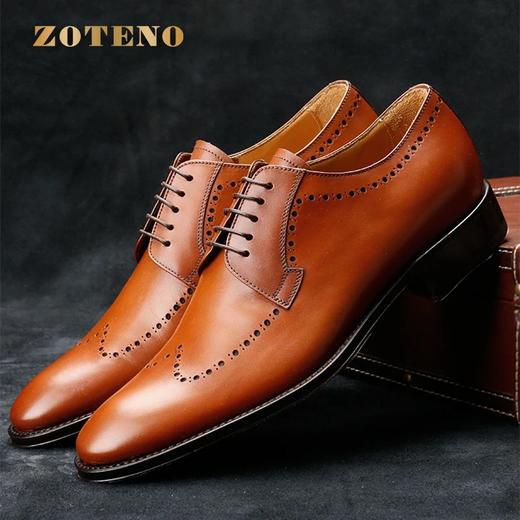 左天奴/ZOTENO 男鞋意大利进口高档手工缝制皮鞋英伦德比正装6894 商品图0