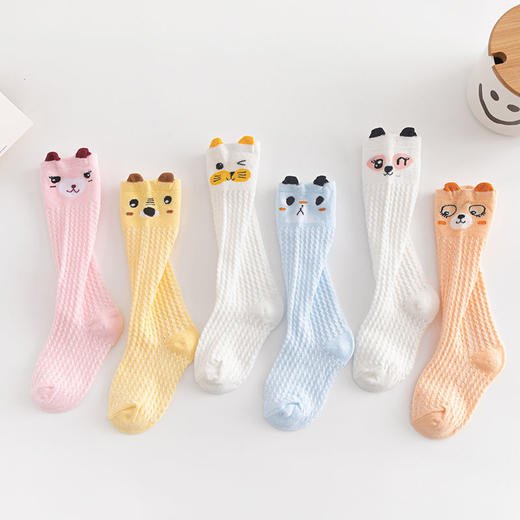 【3双】婴幼儿袜子0-3岁春夏薄款 纯棉过膝不勒腿卡通新生儿宝宝长筒袜子 商品图2