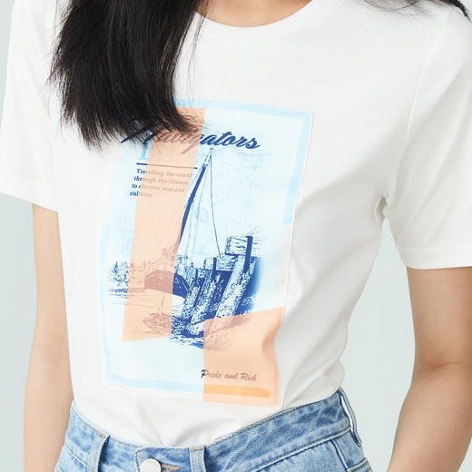 PRICH2022年夏季新款上衣休闲百搭海洋风圆领别致T恤PRLWC2402M 商品图2