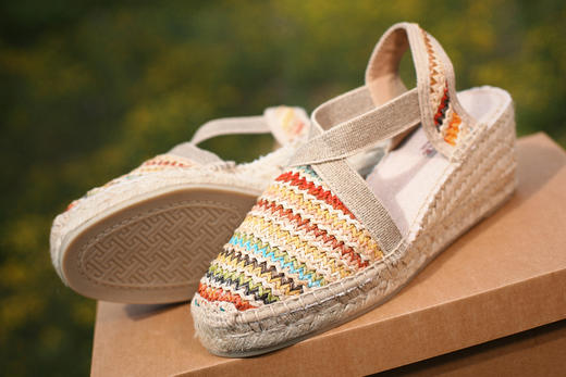 断码特价39码&40码——西班牙原产手工制作时尚轻便超舒适女款草编鞋301MA彩虹色 商品图7