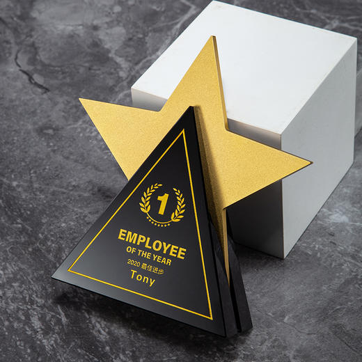 创意五角星水晶奖杯定制定做比赛奖座纪念品授权牌刻字玻璃奖牌 商品图4