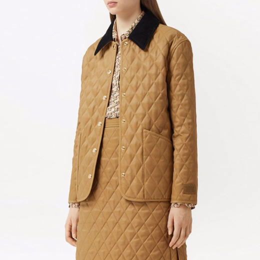 BURBERRY 巴宝莉 女士棉质菱形绗缝温控棉服 卡其色 8049864 A1420 商品图1