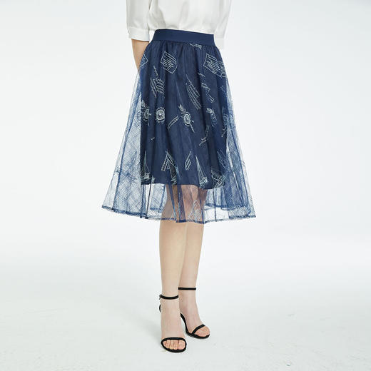 PRICH2022年夏季气质优雅高腰设计感网纱A字半身裙PRWHC2405M 商品图0