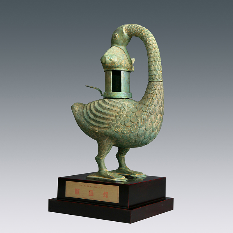 宇达青铜全铜摆件《雁鱼灯1#》仿复制国礼 摆件高42cm