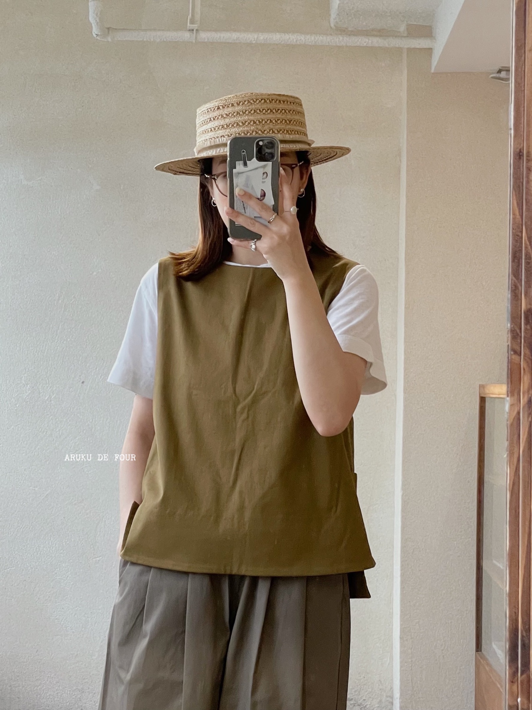 （4折）Le minor棕色/浅卡其/黑叠穿背心