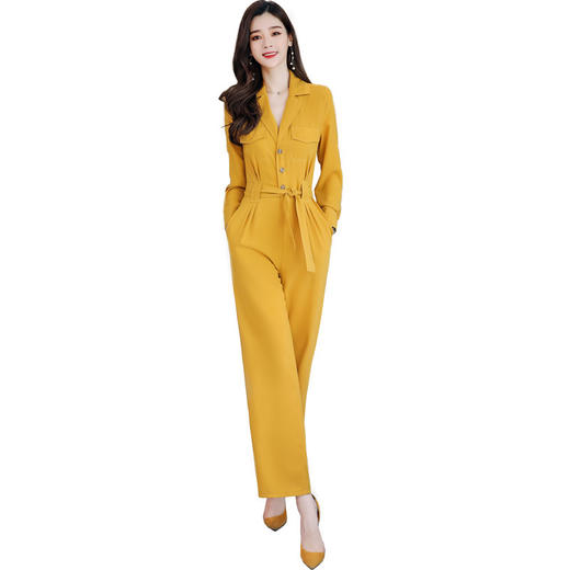 WZNH-WM12069 20222年春季新款时尚潮流舒适长袖连体裤纯色气质洋气百搭连体裤 商品图4