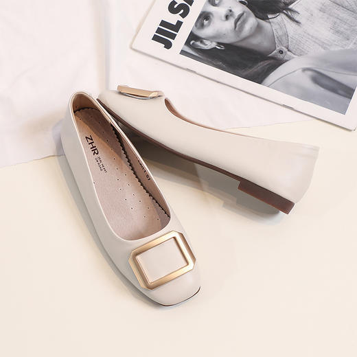 ZHR平底单鞋女2022夏季新款百搭一脚蹬英伦小皮鞋浅口乐福鞋 商品图5