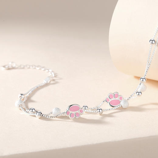 子佩集【甜萌猫爪】S925银粉色猫爪手链【JHY-A000435Y】 商品图1