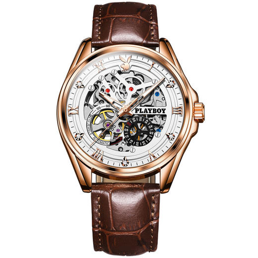 PLAYBOY花花公子全自动机械表镂空休闲男人配饰手表男表父亲节礼物 商品图8