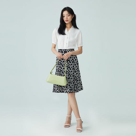 PRICH2022年夏季新款上衣设计感小众职场通勤百搭短袖雪纺衬衫PRBAC2501M 商品图0