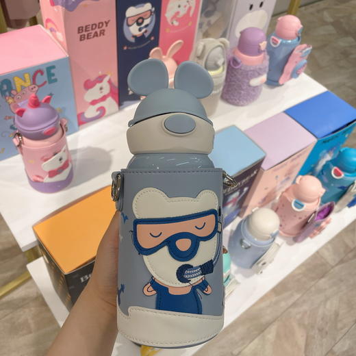 【品牌直发】【杯具熊定制款儿童杯】双杯盖 硅胶耳朵保温杯 杯身浮雕 600ml兔飞飞 商品图1