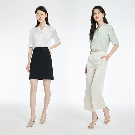 PRICH22年夏款气质设计感小众V领职场百搭雪纺衬衫PRBAC2401E 商品图3