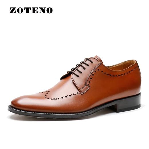 左天奴/ZOTENO 男鞋意大利进口高档手工缝制皮鞋英伦德比正装6894 商品图1